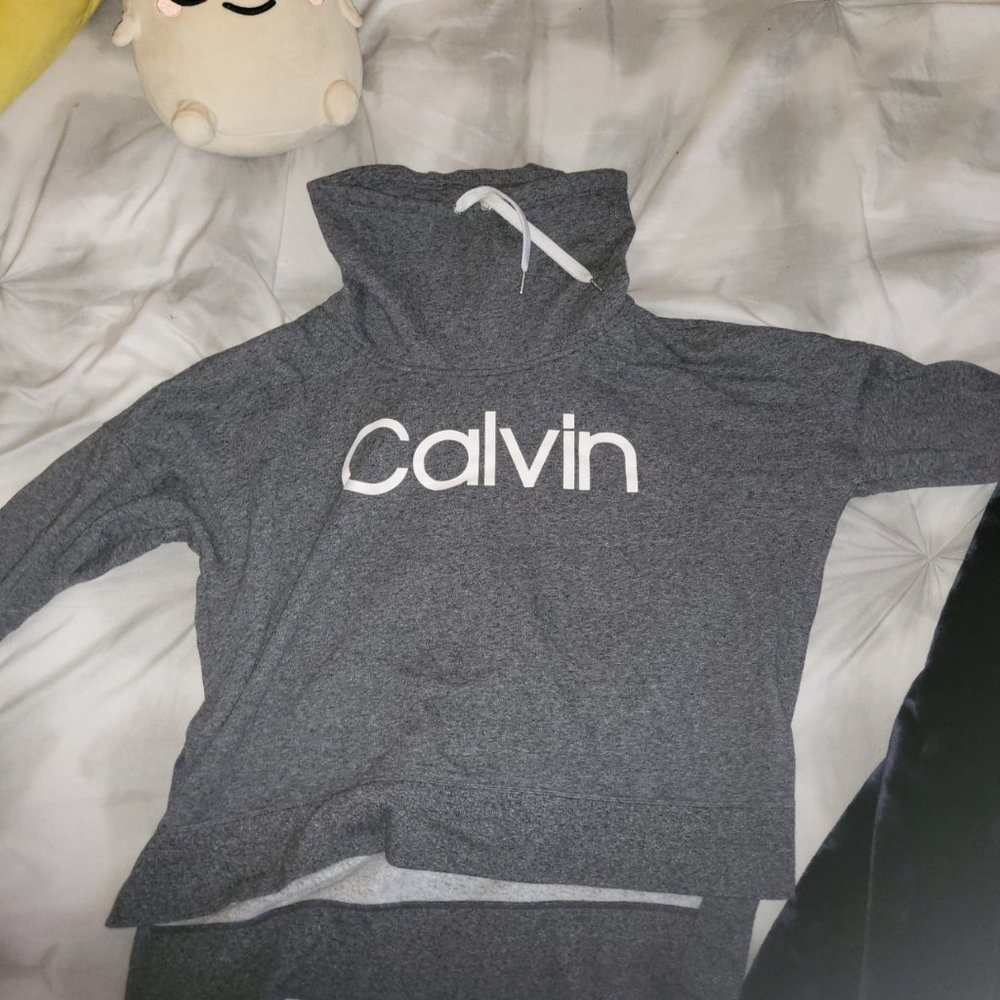 Large women's calvin klein gray sweatshirt cowl neck